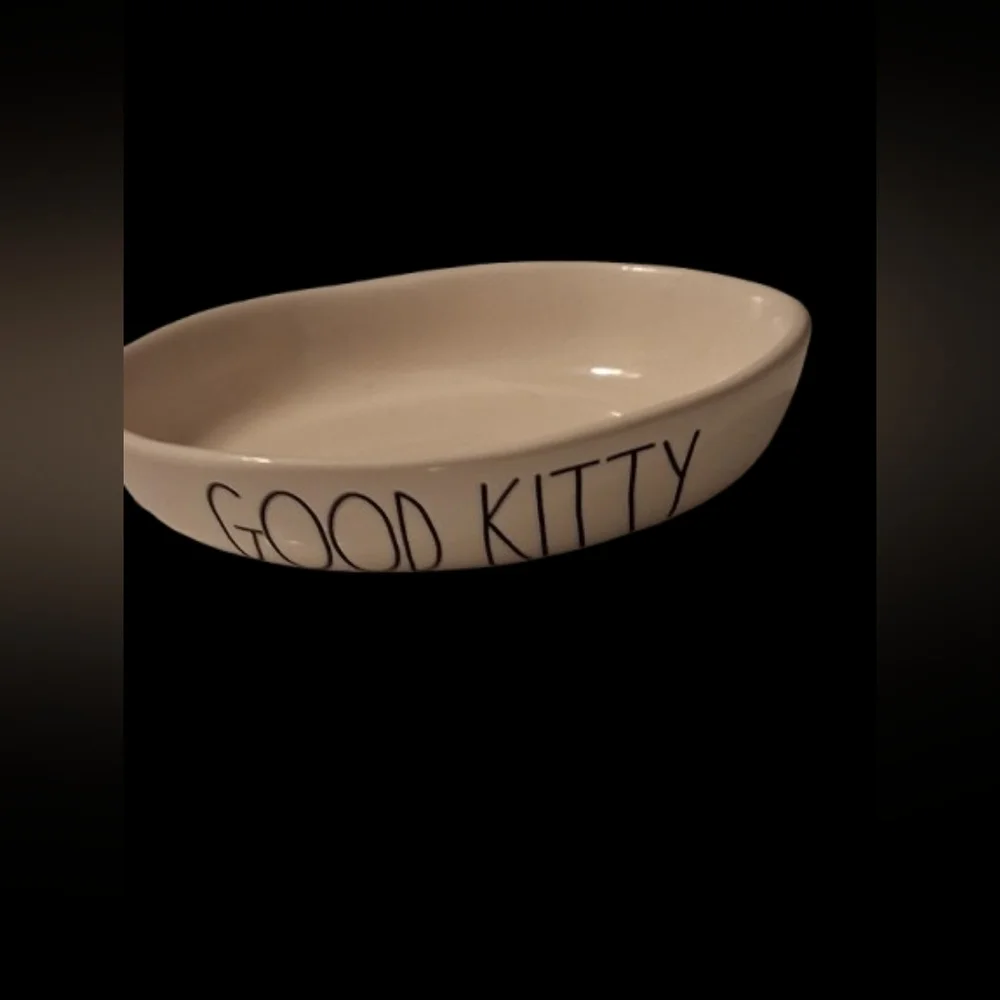 Rae Dunn Artisan Good Kitty Collection Cream Color Oval Cat Dish